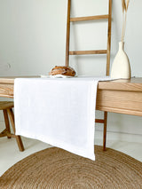 White Hemstitch Linen Table Runner