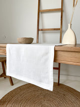 Off White Hemstitch Linen Table Runner