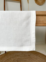 Off White Hemstitch Linen Table Runner