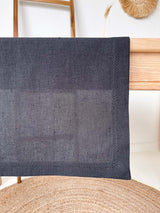 Black Hemstitch Linen Table Runner