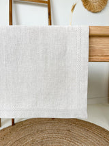 Beige Hemstitch Linen Table Runner