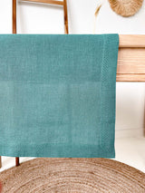 Dark Green Hemstitch Linen Table Runner