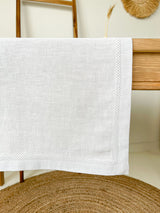 Light Grey Hemstitch Linen Table Runner