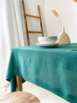 Dark Green Linen Tablecloth
