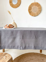 Dark Grey Linen Tablecloth