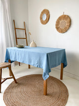 Light Blue Linen Tablecloth
