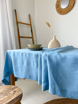 Light Blue Linen Tablecloth