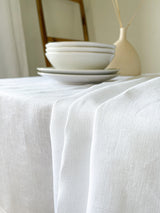 White Hemstitch Linen Tablecloth