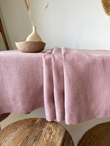Dusty Pink Hemstitch Linen Tablecloth