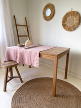 Dusty Pink Hemstitch Linen Tablecloth