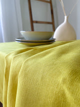 Yellow Hemstitch Linen Tablecloth