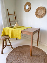 Yellow Hemstitch Linen Tablecloth