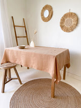 Tan Hemstitch Linen Tablecloth