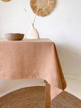 Tan Hemstitch Linen Tablecloth