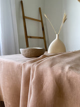 Tan Hemstitch Linen Tablecloth