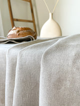 Beige Hemstitch Linen Tablecloth
