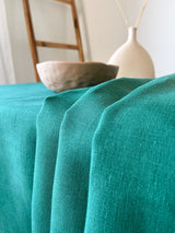 Dark Green Hemstitch Linen Tablecloth
