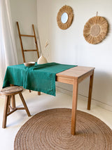 Dark Green Hemstitch Linen Tablecloth