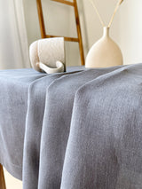 Dark Grey Hemstitch Linen Tablecloth
