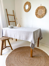 Light Grey Hemstitch Linen Tablecloth