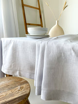 Light Grey Hemstitch Linen Tablecloth