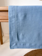 Light Blue Hemstitch Linen Tablecloth