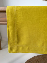 Yellow Hemstitch Linen Tablecloth