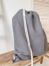 Dark Grey Drawstring Linen Laundry Bag