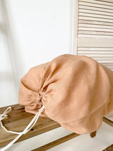 Tan Drawstring Linen Laundry Bag