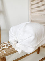 Off White Drawstring Linen Laundry Bag