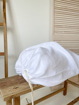 White Drawstring Linen Laundry Bag