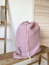 Dusty Pink Drawstring Linen Laundry Bag