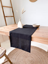Black Linen Table Runner