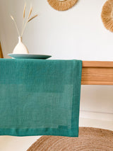 Dark Green Linen Table Runner