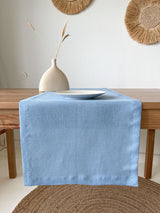 Light Blue Linen Table Runner