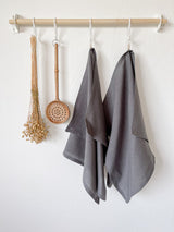 Dark Grey Linen Tea Towel