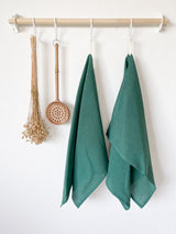 Dark Green Linen Tea Towel