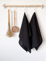 Black Linen Tea Towel