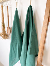 Dark Green Linen Tea Towel