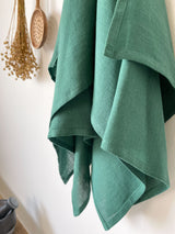 Dark Green Linen Tea Towel