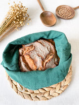 Dark Green Linen Bread Bag