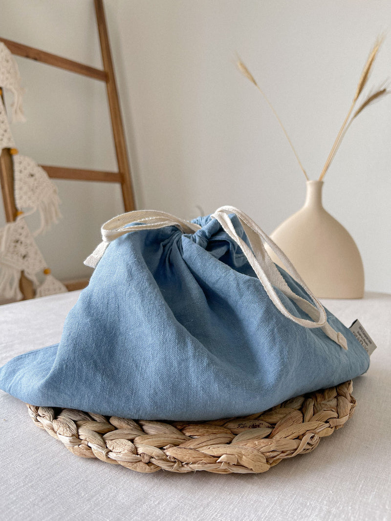 Light Blue Linen Bread Bag