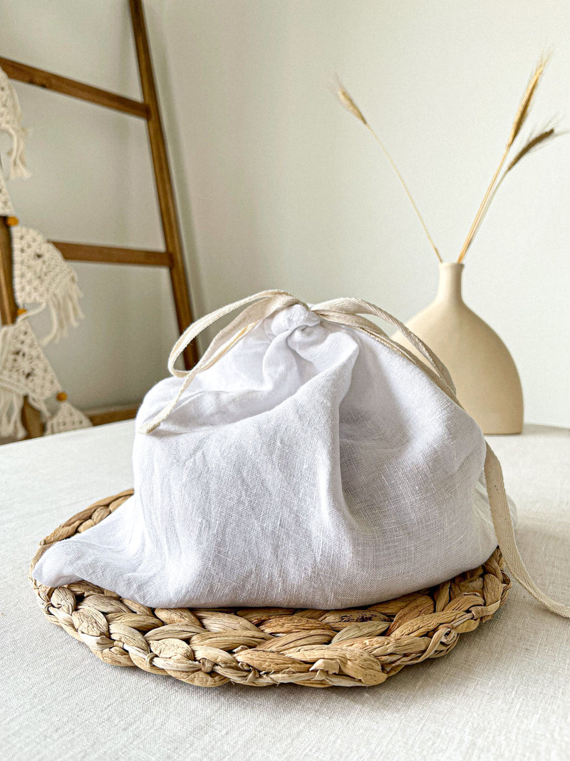White Linen Bread Bag