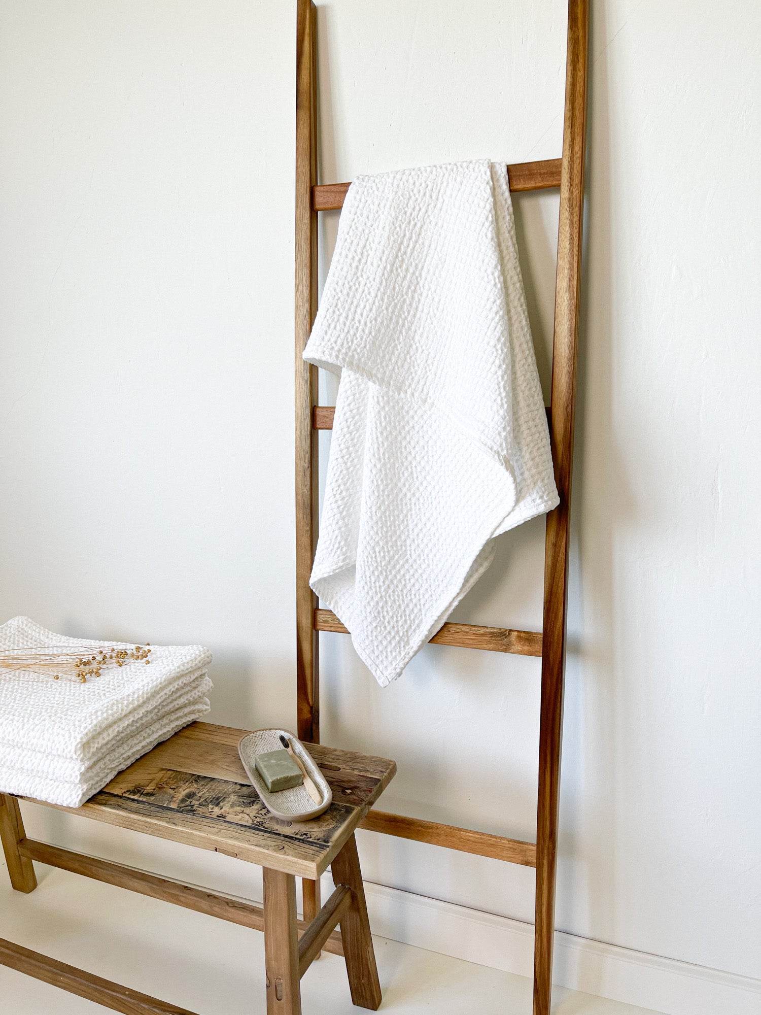 Waffle Linen Blend Bath Towels LinenNotes Linen Notes