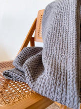 Dark Grey Waffle Throw Blanket