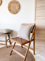 Beige Linen Throw Pillow Cover with Edging