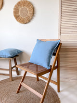 Light Blue Linen Throw Pillow Cover with Edging