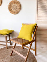 Yellow Linen Throw Pillow Cover with Edging