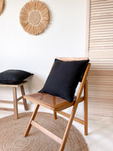 Black Linen Throw Pillow Cover with Edging