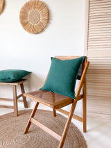 Dark Green Linen Throw Pillow Cover with Edging